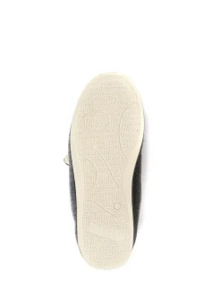 Pavers Grey Wide Fit Ladies Touch Fasten Full Slippers With Permalose Sole