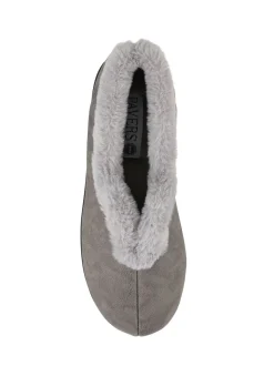 Pavers Grey Wide Fit Memory Foam Cosy Slippers