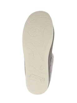 Pavers Grey Wide Fit Memory Foam Cosy Slippers