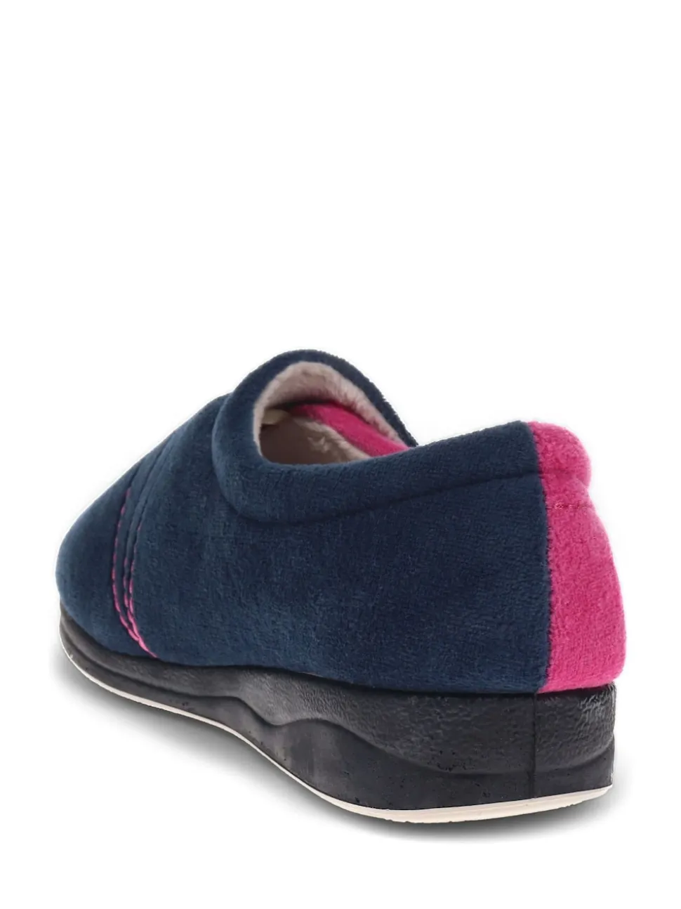 Pavers Navy Raspberry Wide Fit Ladies Touch Fasten Full Slippers With Permalose Sole