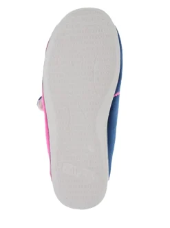 Pavers Navy Raspberry Wide Fit Ladies Touch Fasten Full Slippers With Permalose Sole