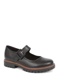 Pavers Plain Black Mary Jane Buckle Shoes with Chunky Sole