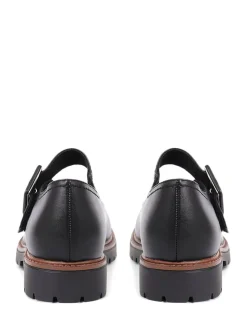 Pavers Plain Black Mary Jane Buckle Shoes with Chunky Sole