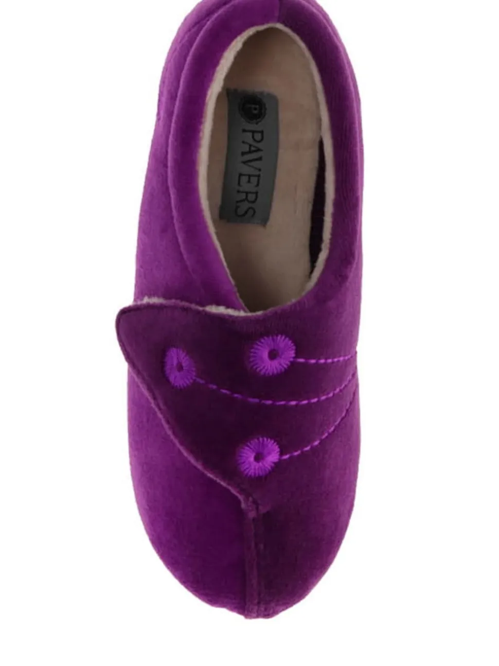 Pavers Purple Wide Fit Ladies Touch Fasten Full Slippers With Permalose Sole