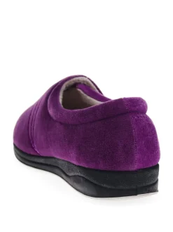 Pavers Purple Wide Fit Ladies Touch Fasten Full Slippers With Permalose Sole
