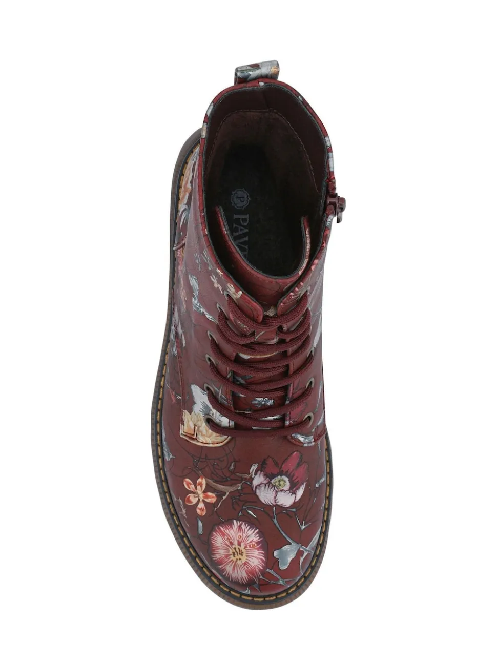 Pavers Red Lace Up Floral Boots