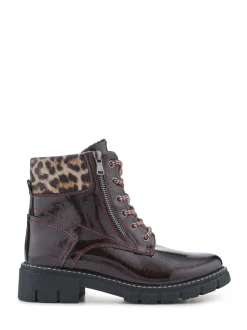 Pavers Red Zip & Lace-Up Ankle Boots