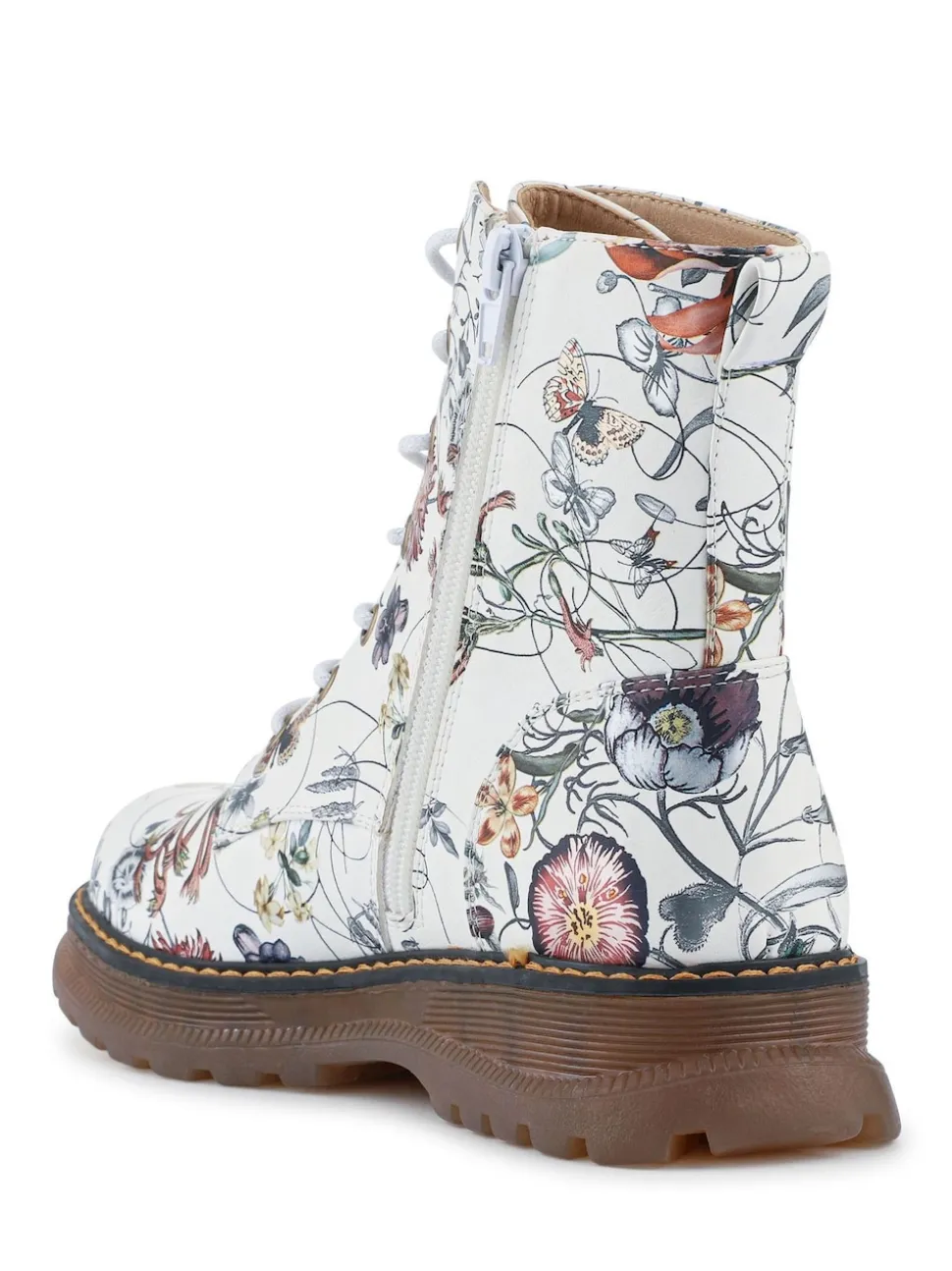 Pavers White Lace Up Floral Boots