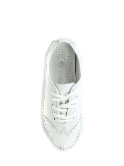 Pavers White Ladies Leather Lace-Up Trainers