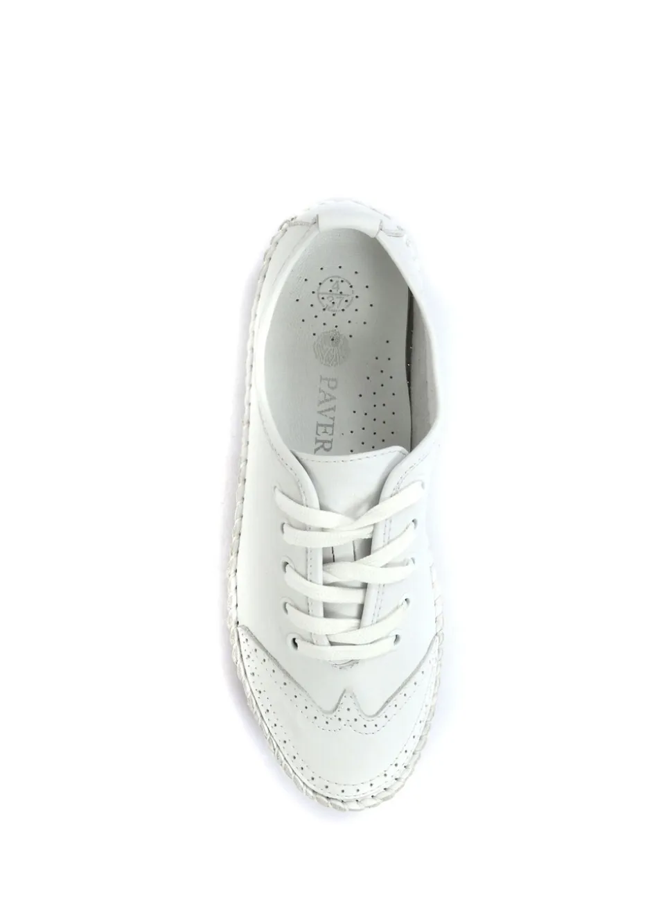 Pavers White Ladies Leather Lace-Up Trainers