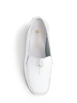 Pavers White-Silver Leather Moccasins