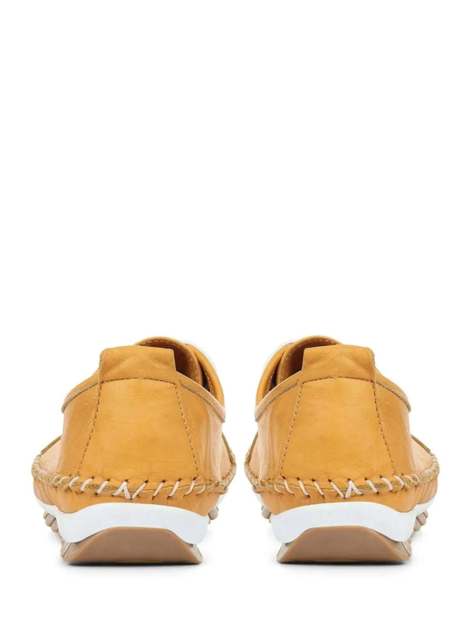 Pavers Yellow Ladies Leather Lace-Up Trainers
