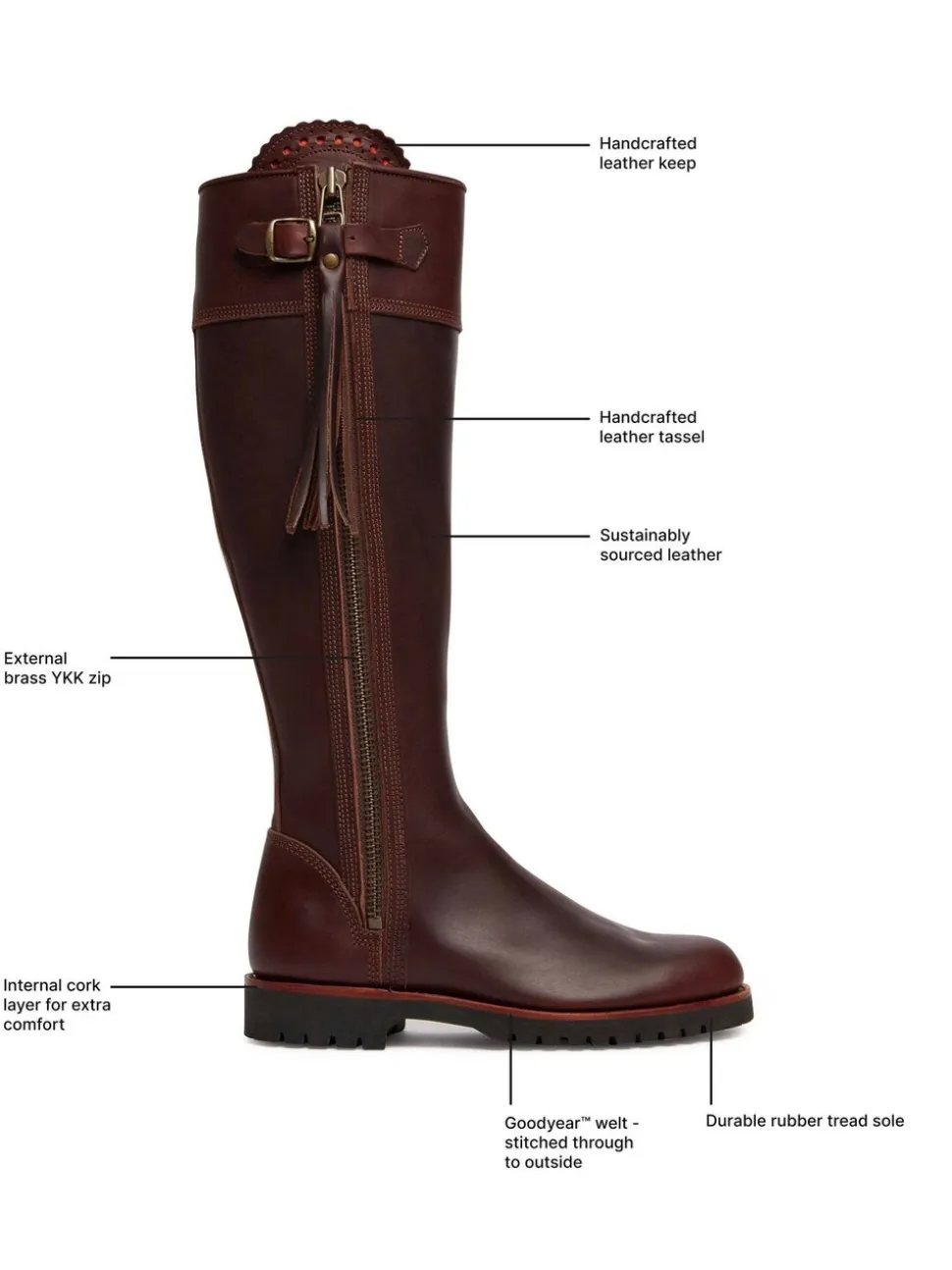 Penelope Chilvers Brown Wide Fit Long Tassel Leather Boots