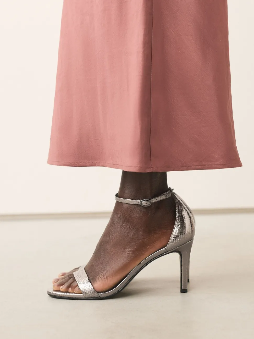 Pewter Forever Comfort® Strappy Heeled Sandals