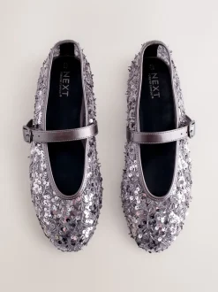Pewter Sequin Forever Comfort® Embellished Sequin Mary Jane Shoes
