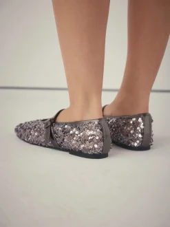 Pewter Sequin Forever Comfort® Embellished Sequin Mary Jane Shoes