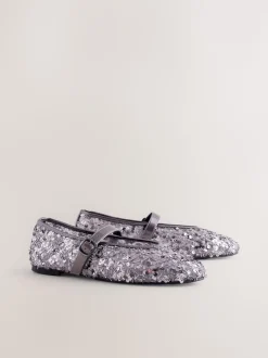 Pewter Sequin Forever Comfort® Embellished Sequin Mary Jane Shoes