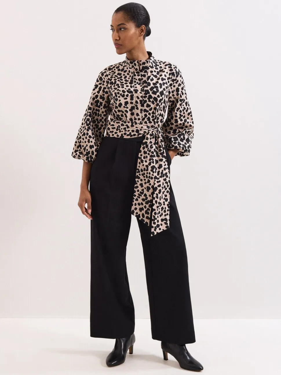 Phase Eight Black Leopard Jumpsuit