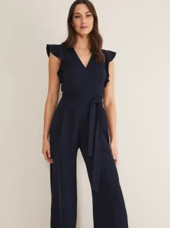 Phase Eight Blue Kallie Frill Jumpsuit