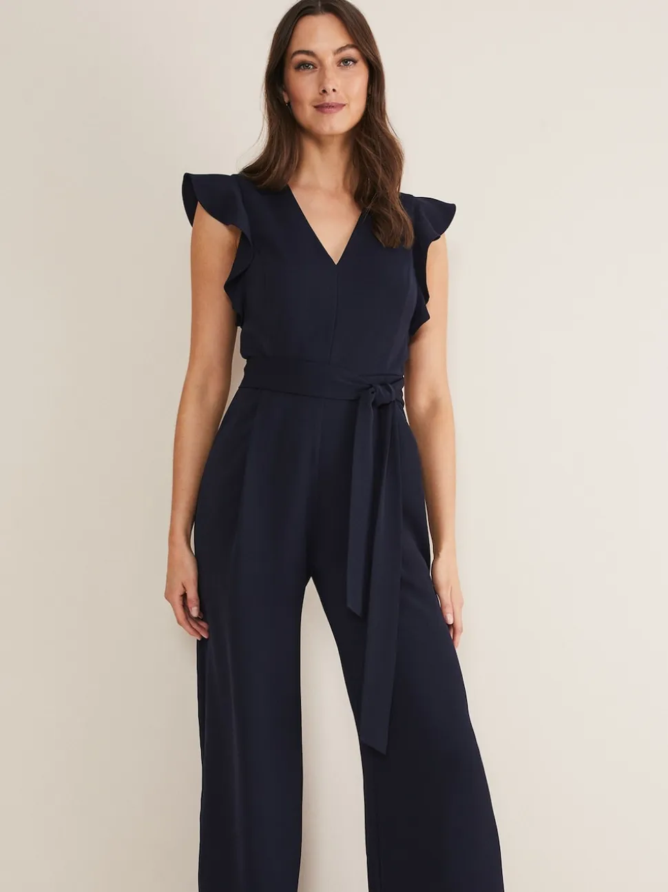Phase Eight Blue Kallie Frill Jumpsuit