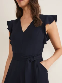 Phase Eight Blue Kallie Frill Jumpsuit