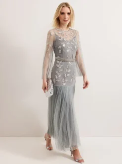 Phase Eight Blue Trish Beaded Dress