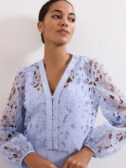 Phase Eight Blue Winona Lace Jumpsuit
