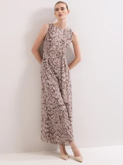 Phase Eight Brown Janine Leaf Jumpsuit