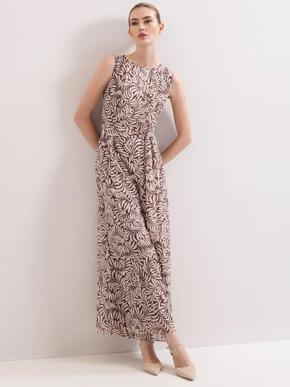 Phase Eight Brown Janine Leaf Jumpsuit