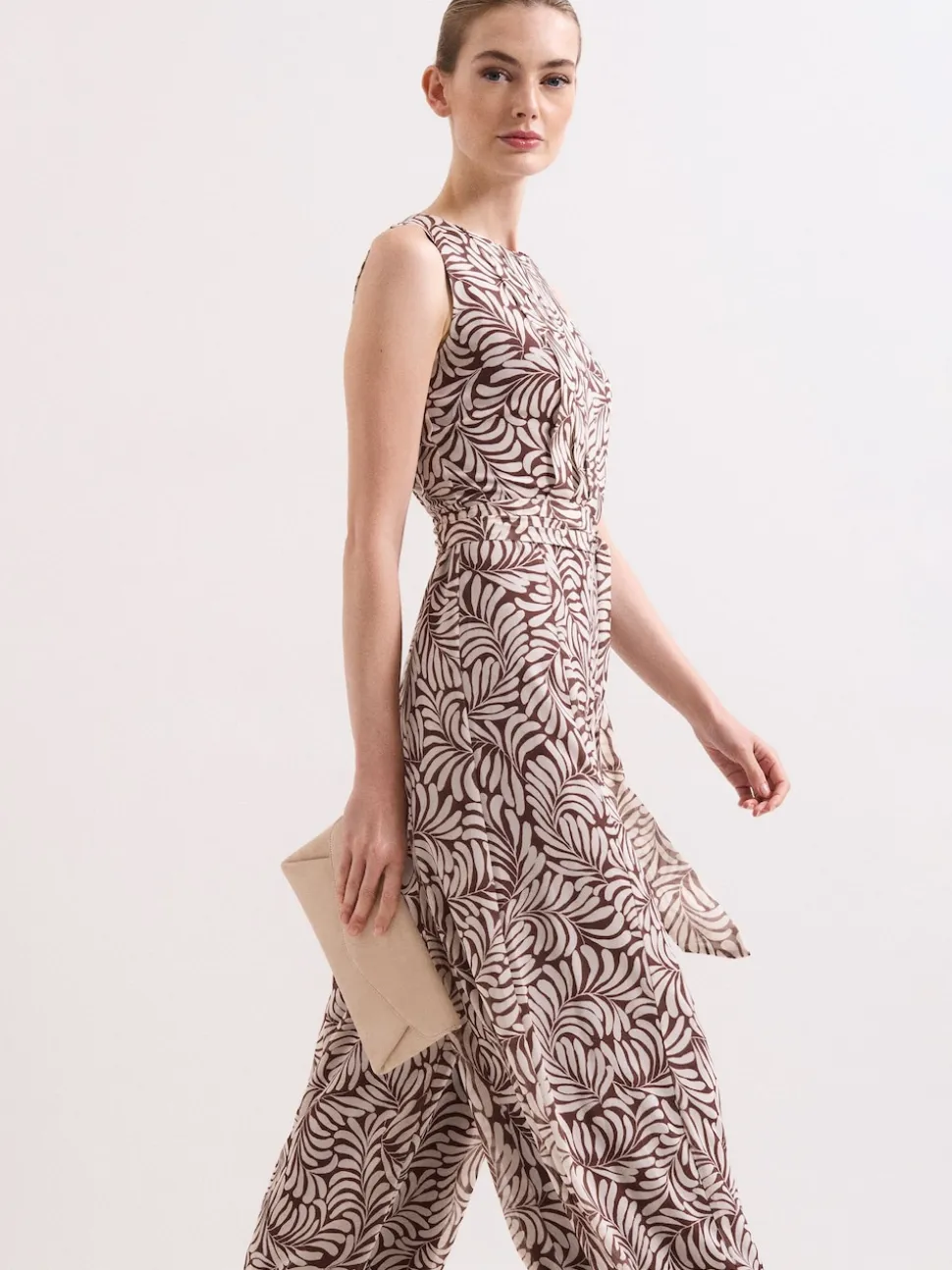 Phase Eight Brown Janine Leaf Jumpsuit