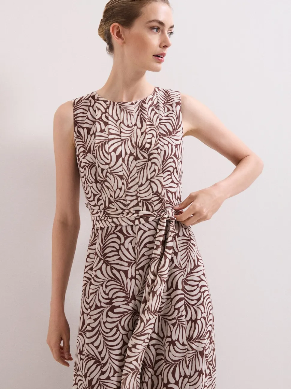 Phase Eight Brown Janine Leaf Jumpsuit