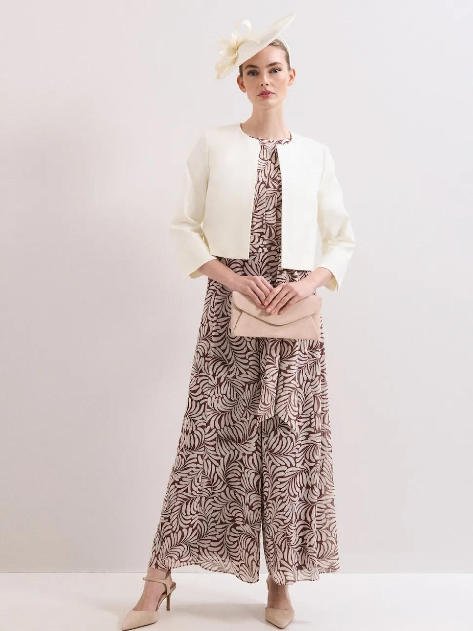 Phase Eight Brown Janine Leaf Jumpsuit