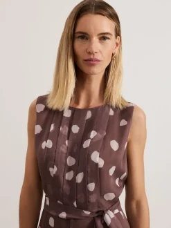 Phase Eight Brown Maxine Spot Chiffon Jumpsuit