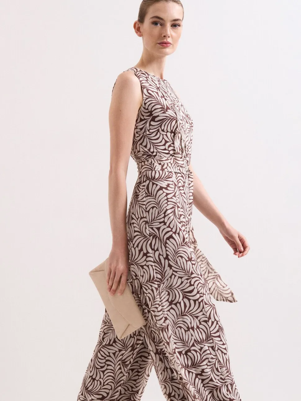 Phase Eight Brown Petite Janine Leaf Jumpsuit