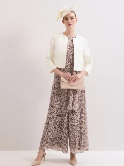 Phase Eight Brown Petite Janine Leaf Jumpsuit
