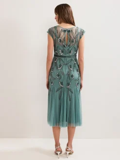 Phase Eight Green Evonne Beaded Dress