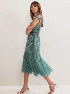 Phase Eight Green Evonne Beaded Dress