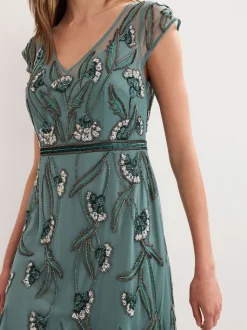 Phase Eight Green Evonne Beaded Dress