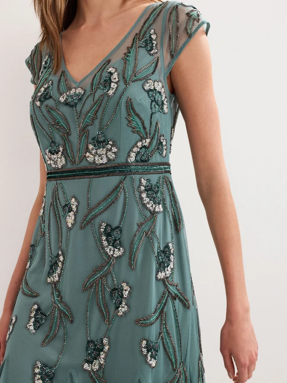 Phase Eight Green Evonne Beaded Dress