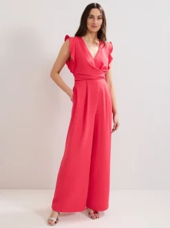 Phase Eight Pink Ayla Ruffle Jumpsuit
