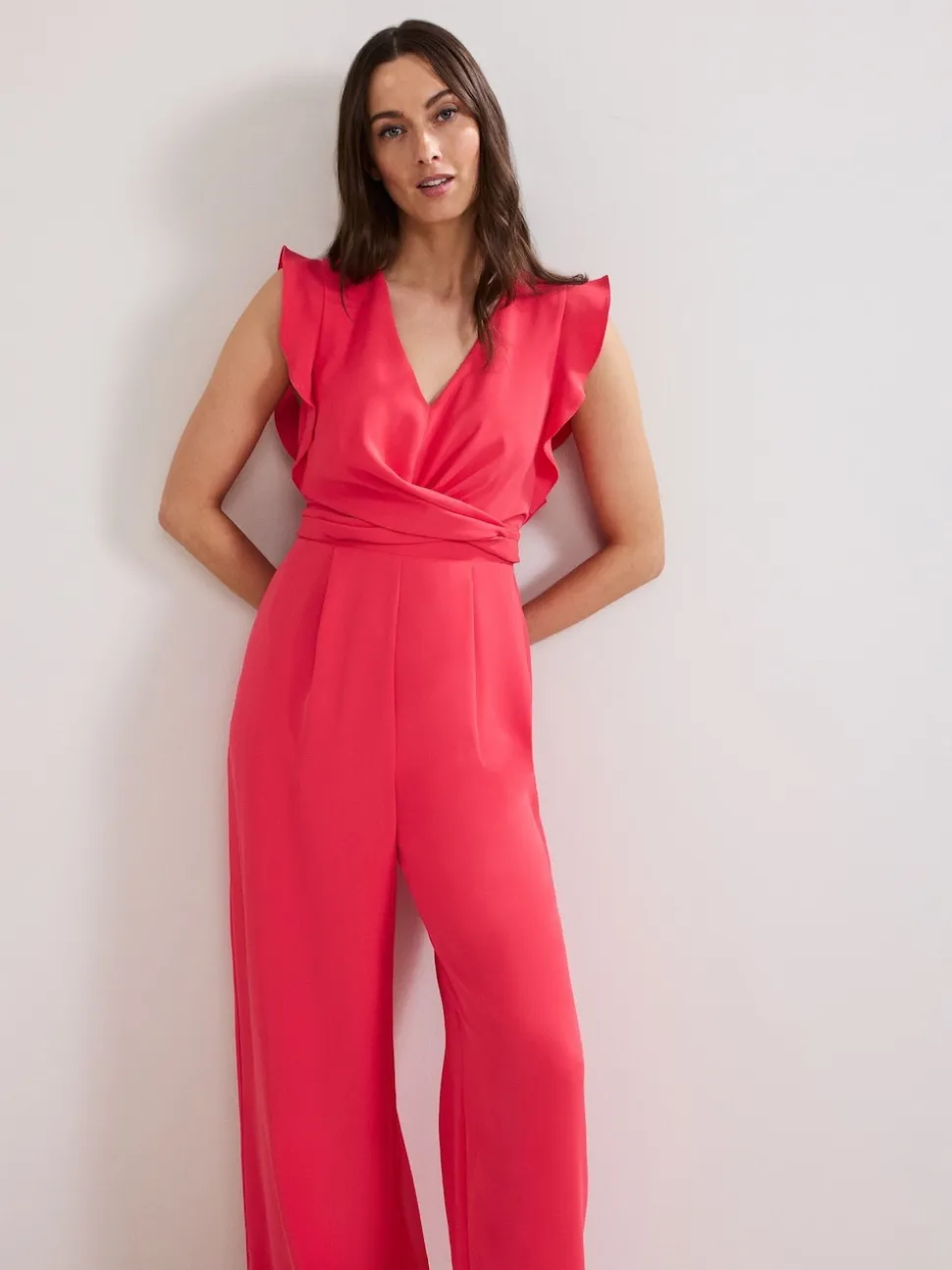 Phase Eight Pink Ayla Ruffle Jumpsuit