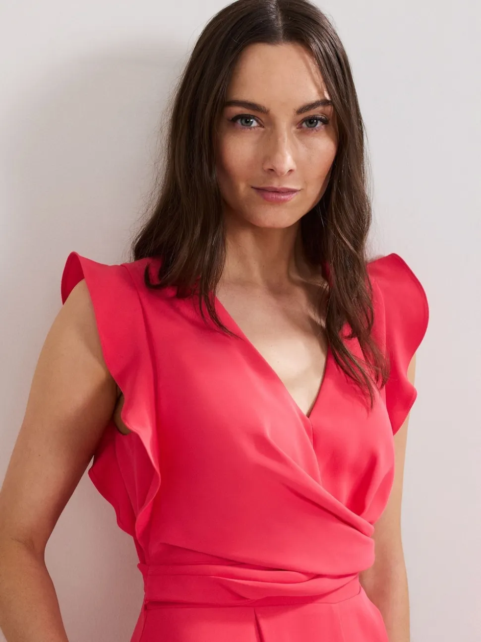 Phase Eight Pink Ayla Ruffle Jumpsuit