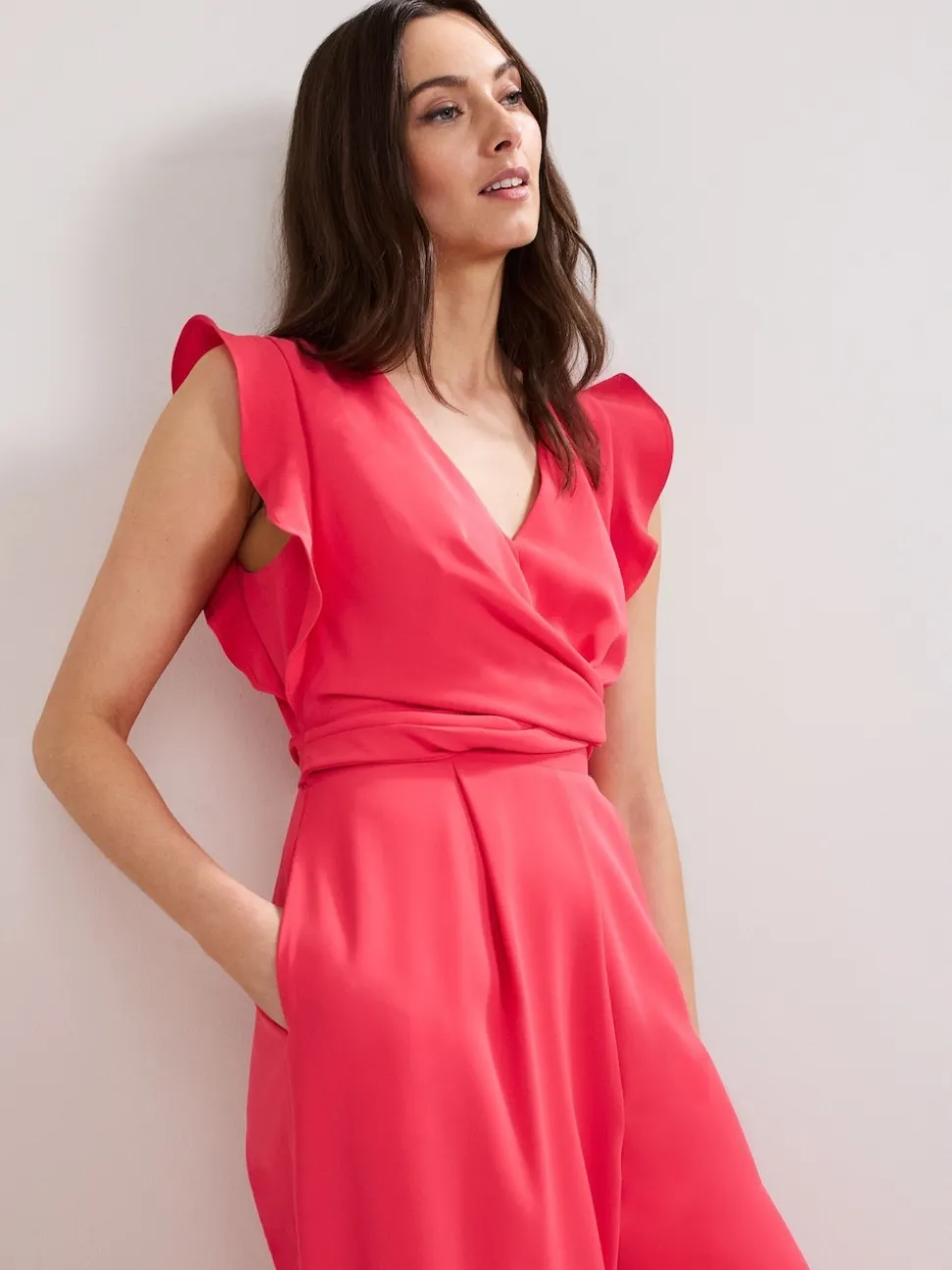 Phase Eight Pink Ayla Ruffle Jumpsuit