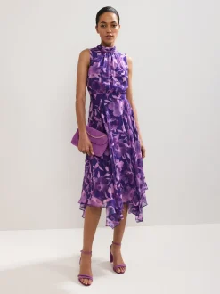 Phase Eight Purple Lucinda Spot Dress