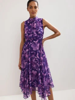 Phase Eight Purple Lucinda Spot Dress