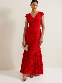 Phase Eight Red Charlene Ruffle Maxi Dress