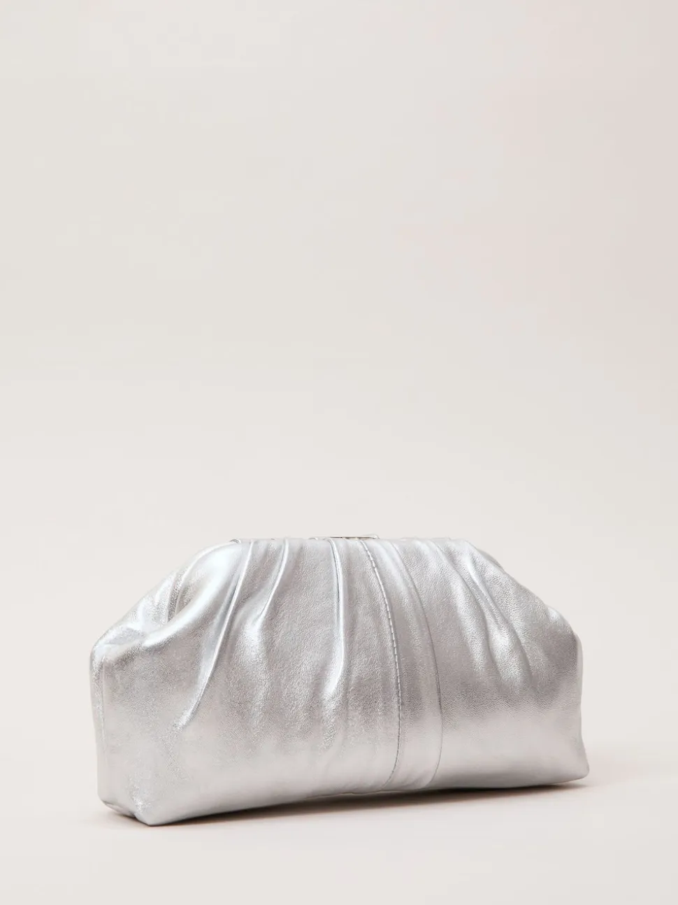 Phase Eight Silver Pouch Clutch Bag