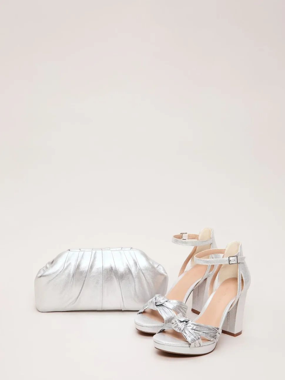 Phase Eight Silver Pouch Clutch Bag