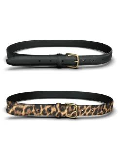 PIECES Black Belts 2 Pack