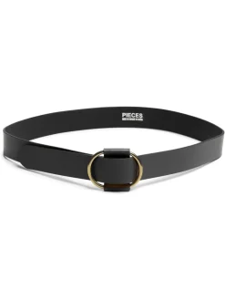 PIECES Black Leather Belt